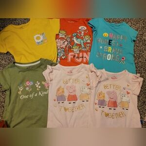 Bundle Of 6 Toddler Girls T-Shirts- Pink Peppa Pig Toy Story Flowers